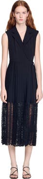 SANDRO Lace collar maxi dress