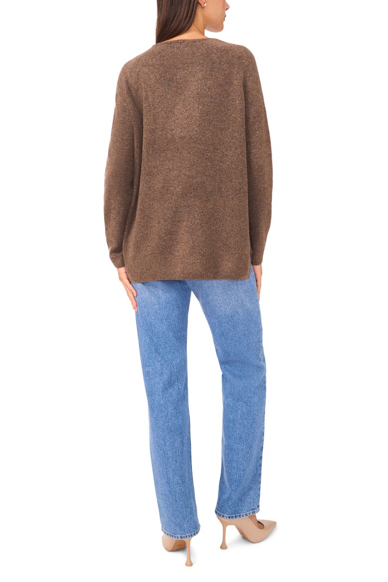 V-Neck Sweater, Alternate, color, MEDIUM BROWN