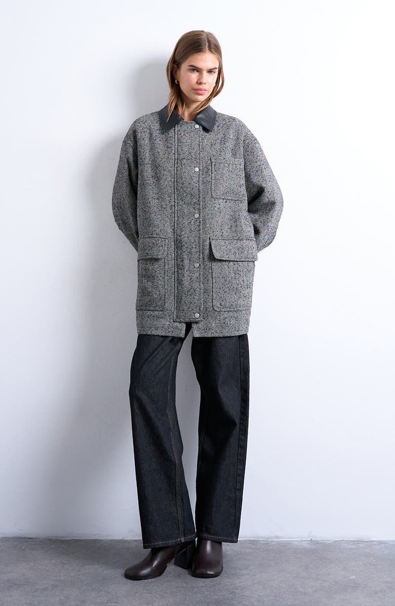 Topshop Heritage Twill Field Jacket, Alternate, color, Grey