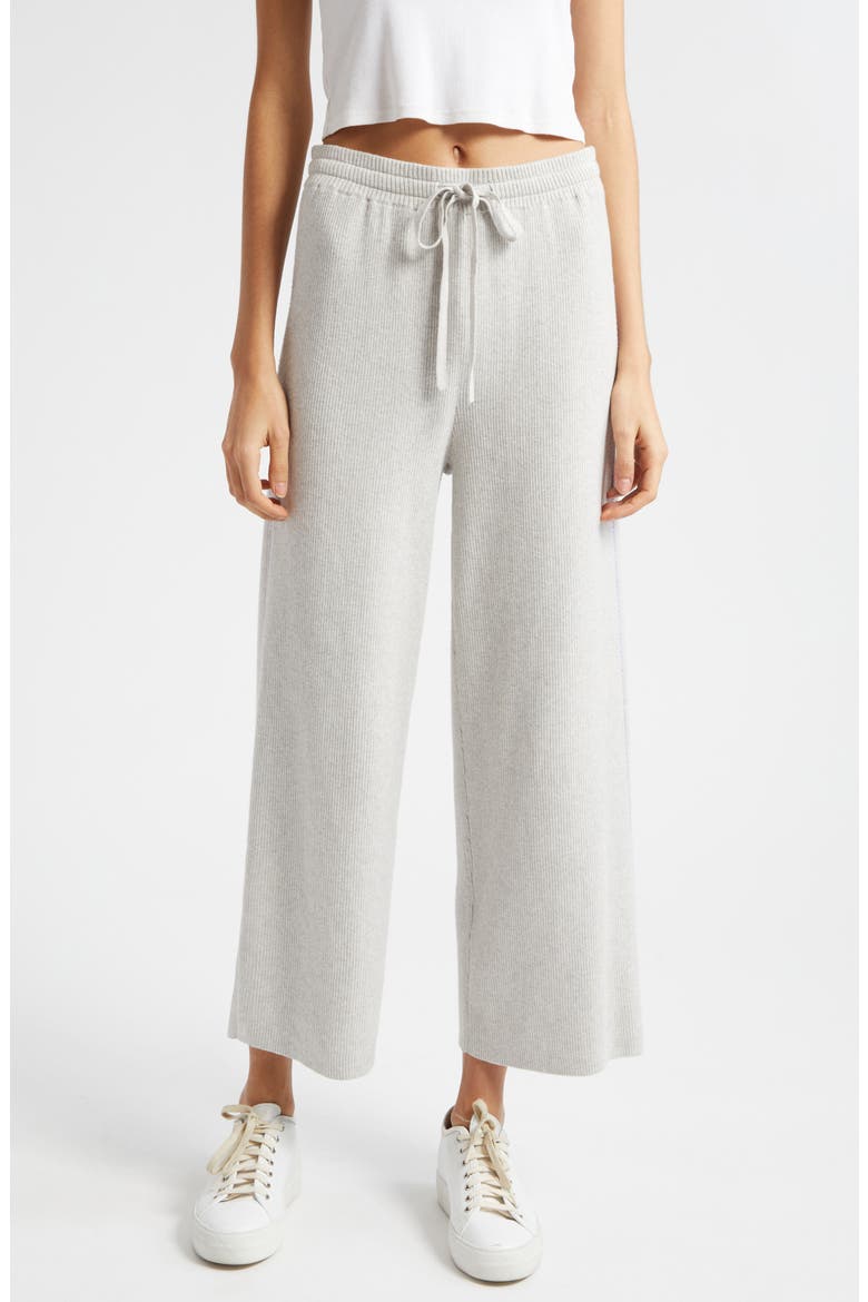 Cotton & Cashmere Rib Wide Leg Pants, Main, color, ASH GREY