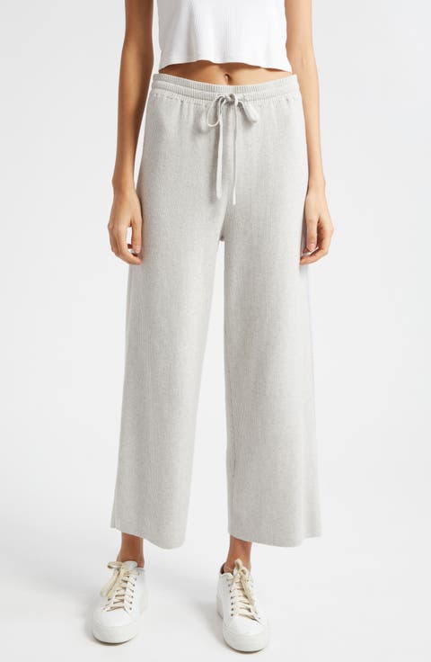 Cotton & Cashmere Rib Wide Leg Pants