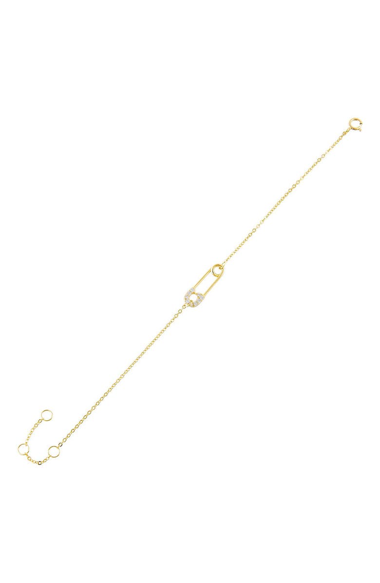 Adina's Jewels Pavé Safety Pin Bracelet, Main, color,