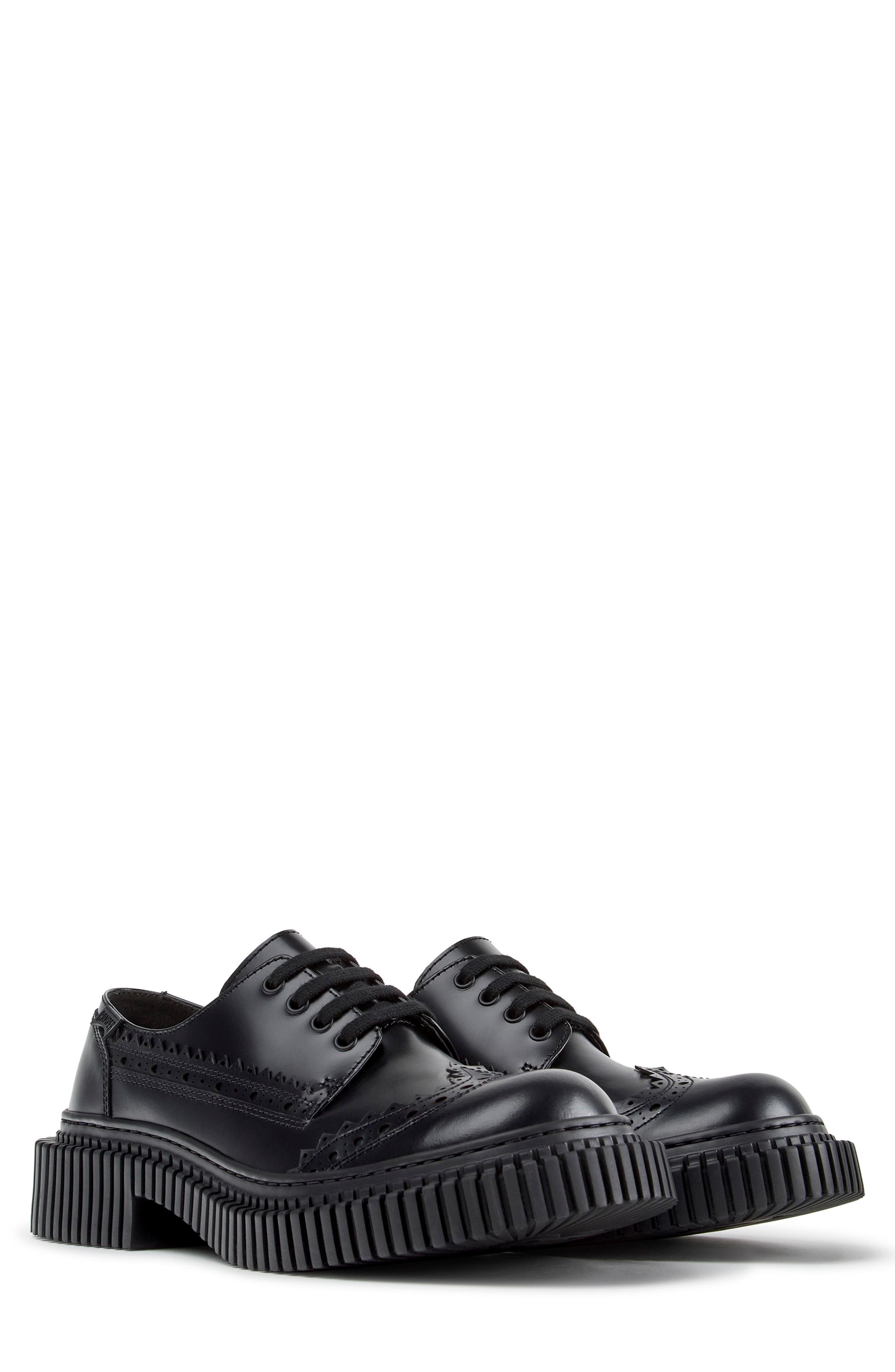 Pix Berlin Twins Leather Derby, Main, color, BLACK