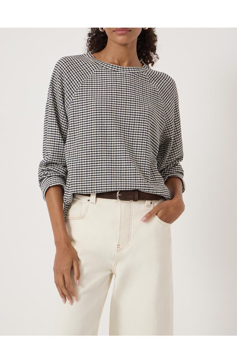 Hush Matilda Gingham Raglan Top, Alternate, color, Navy Blue