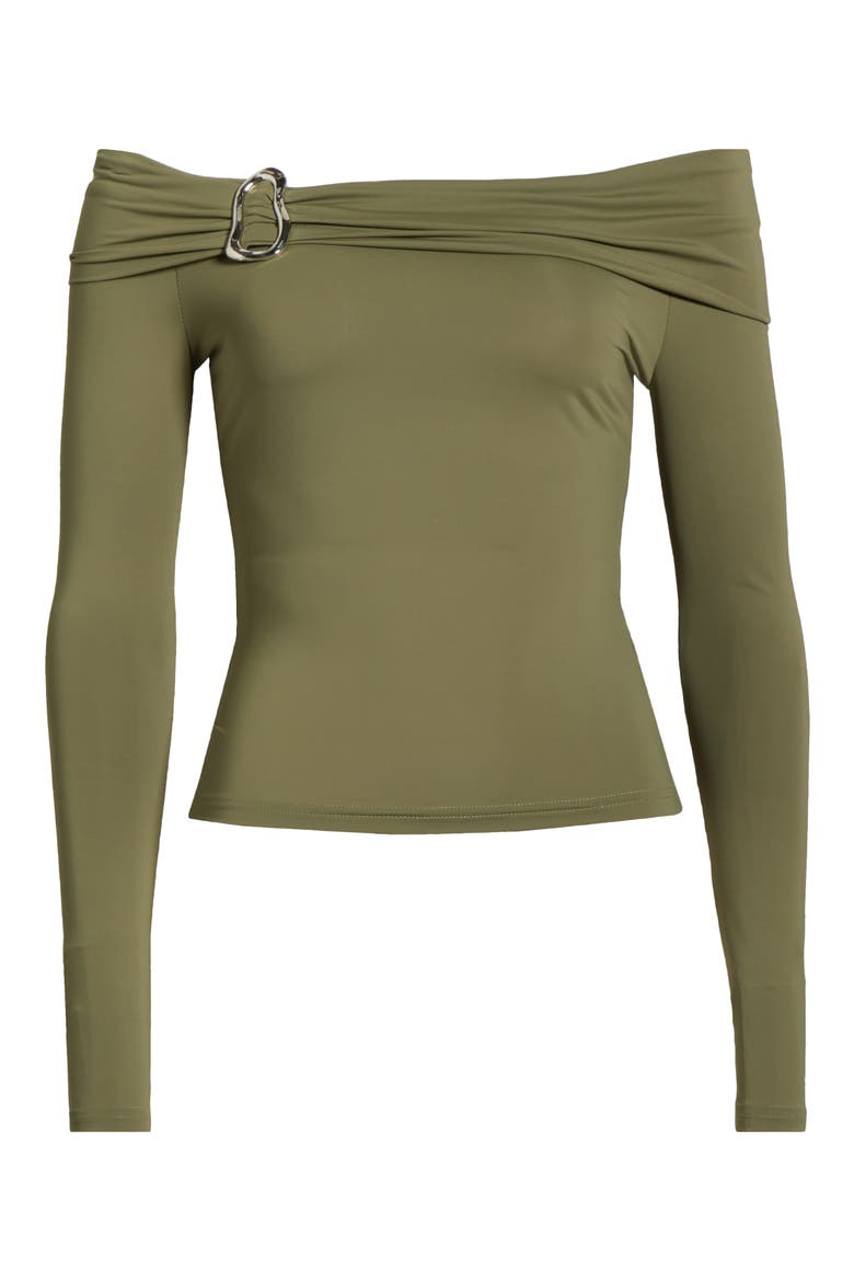 Lannie Hardware Off the Shoulder Top, Alternate, color, GREEN