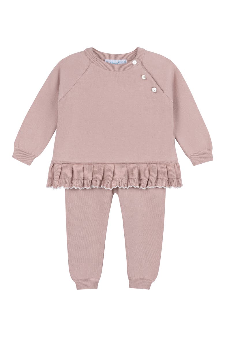 Ruffle Hem Cotton Sweater & Pants Set, Main, color, MAUVE