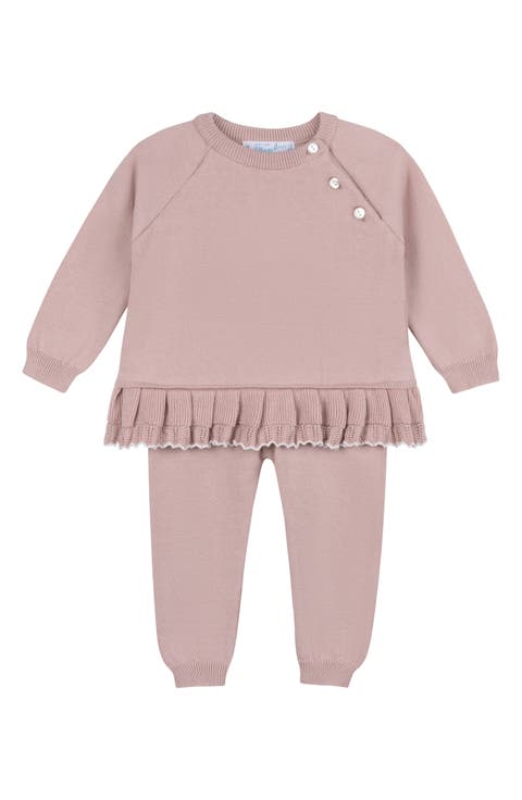 Ruffle Hem Cotton Sweater & Pants Set (Baby)