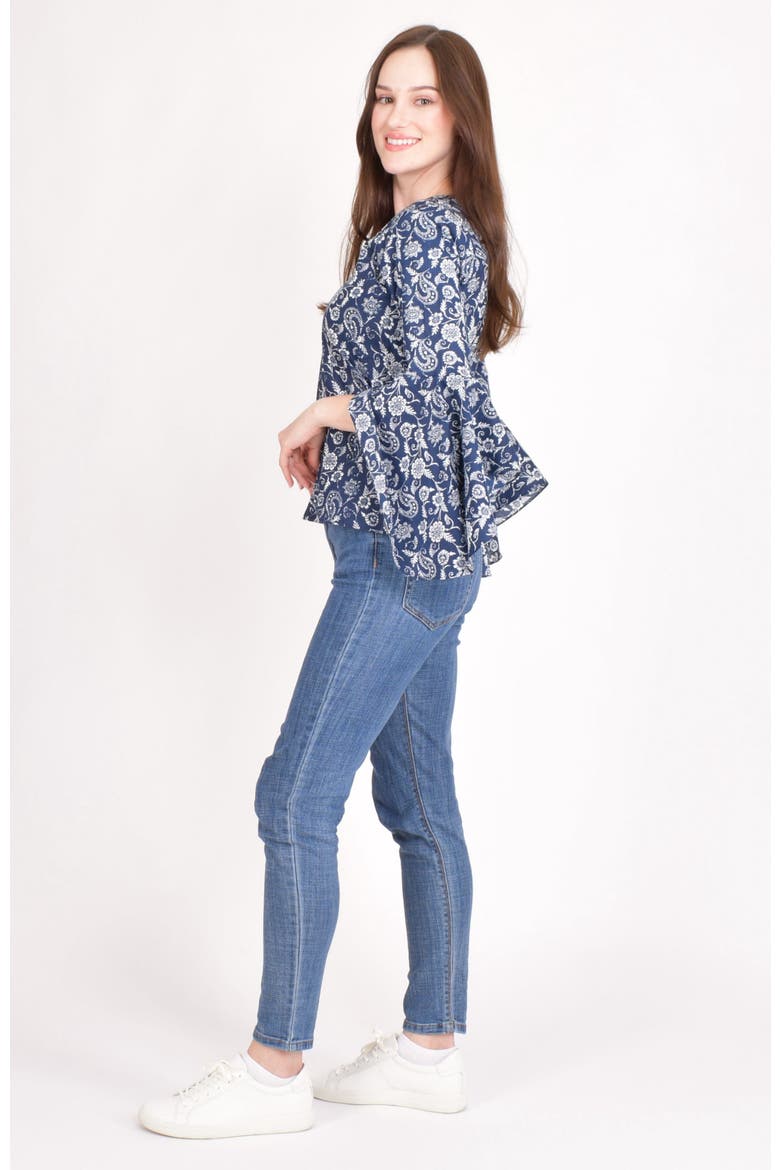Emilia Paisley Print Cotton Top, Alternate, color, Blue