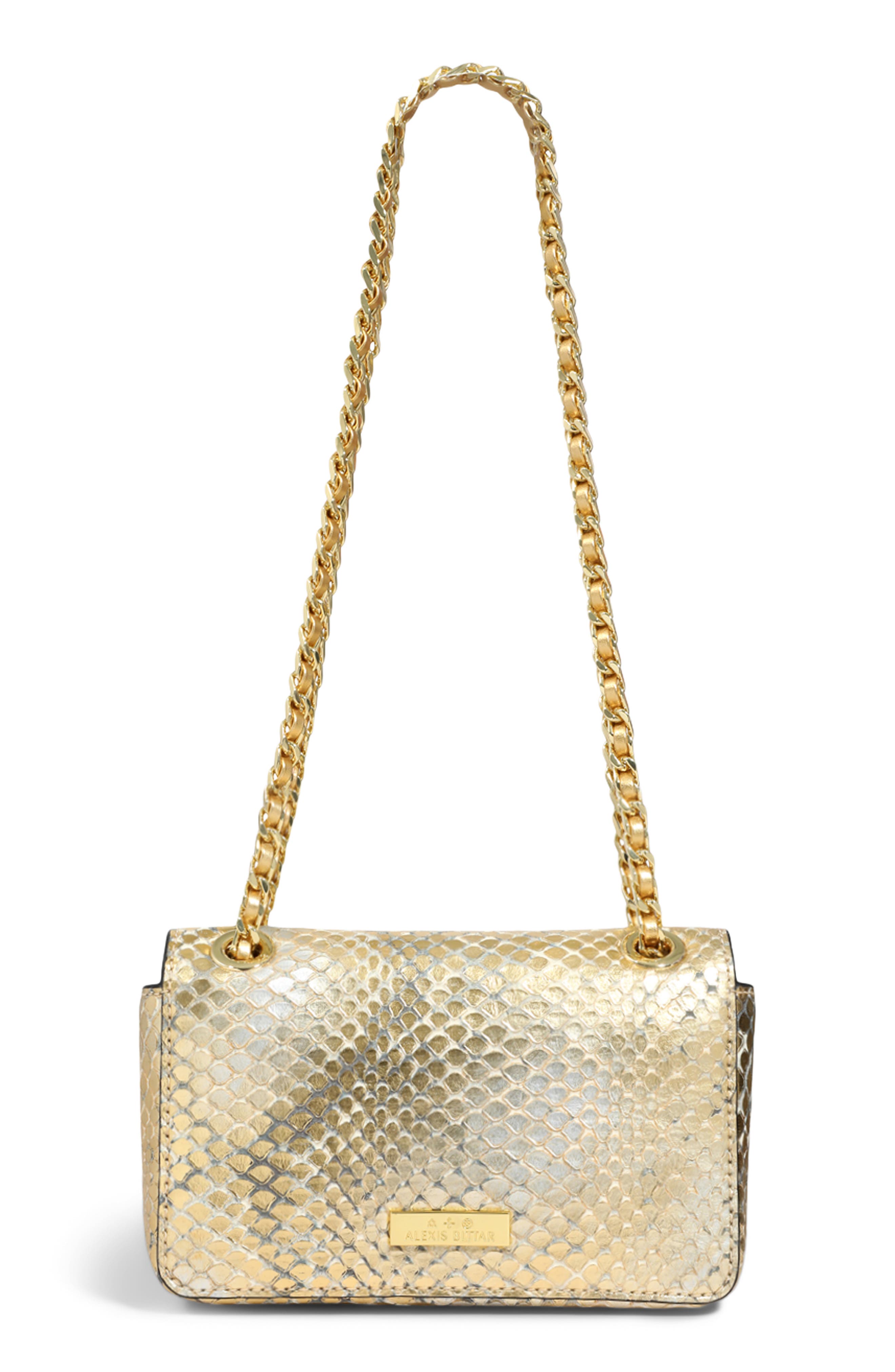Mini Bella Python Embossed Leather Clutch, Alternate, color, GOLD PYTHON