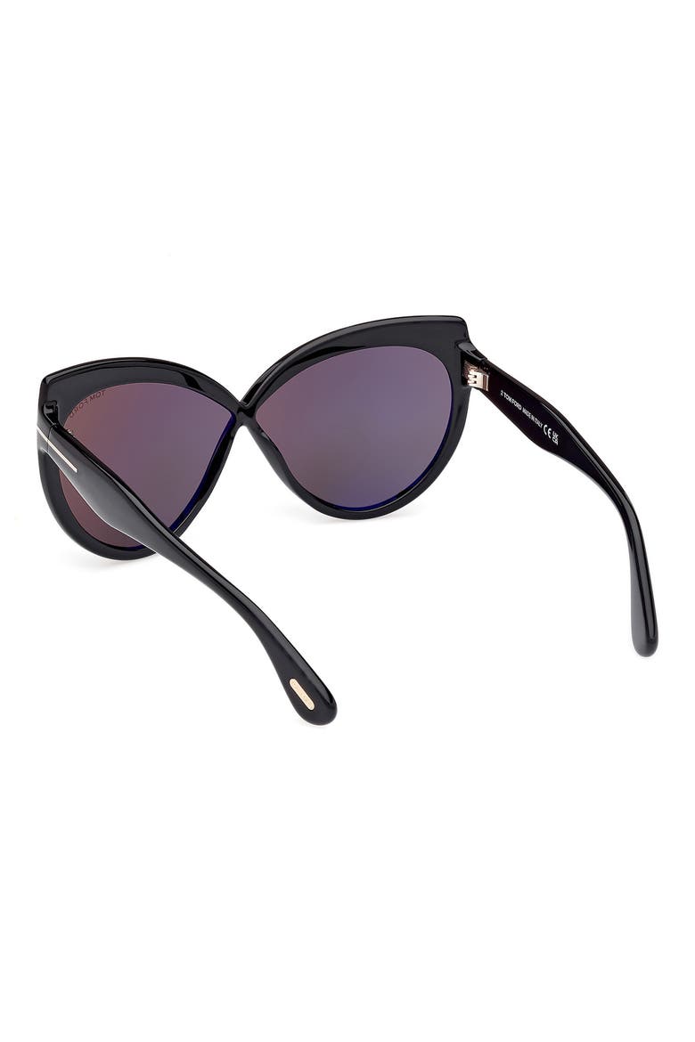 65mm Butterfly Sunglasses, Alternate, color, SHINY BLACK / SMOKE