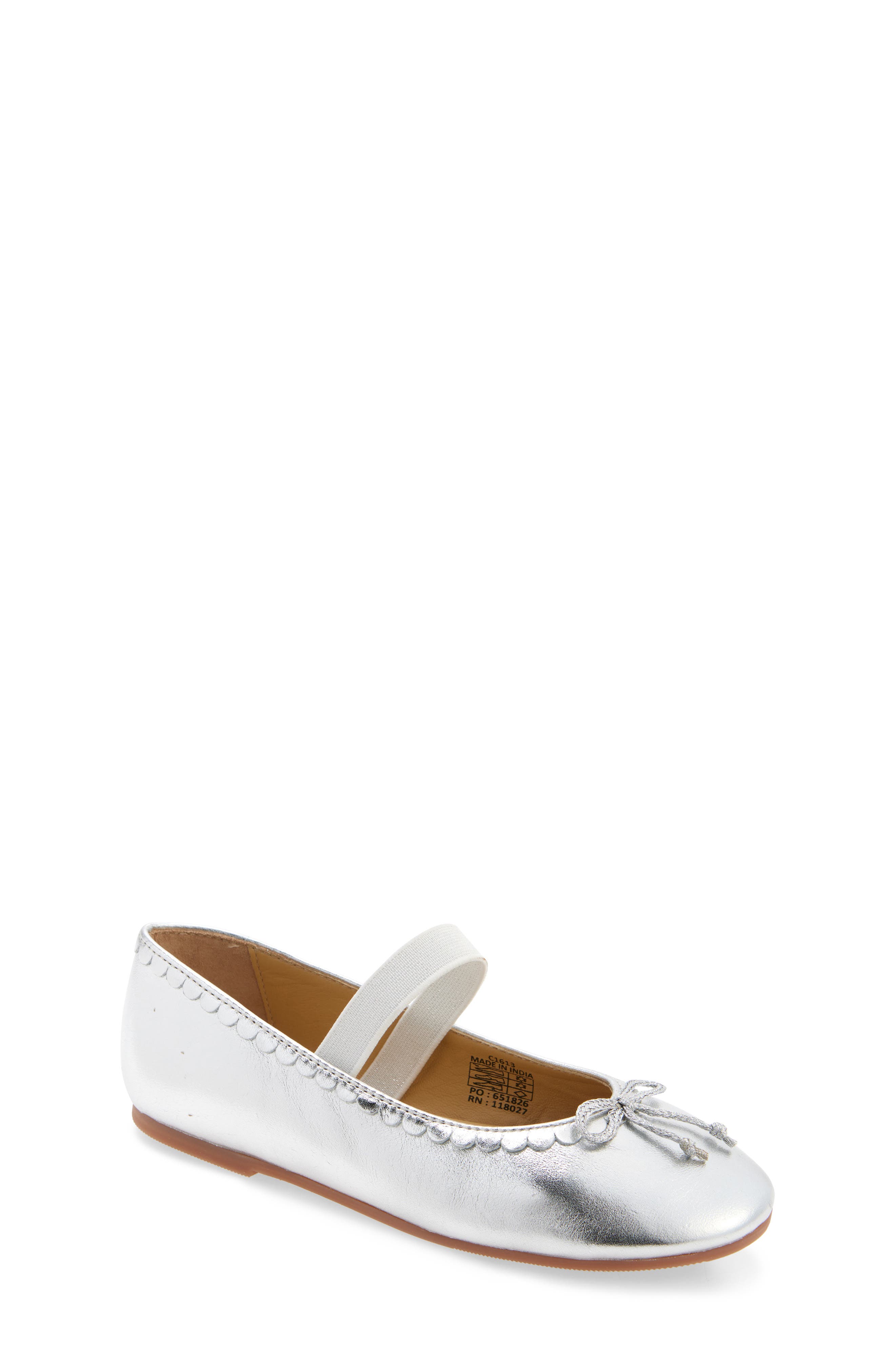 Mini Boden Kids
 Metallic Ballet Flat, Main, color, Silver Metallic