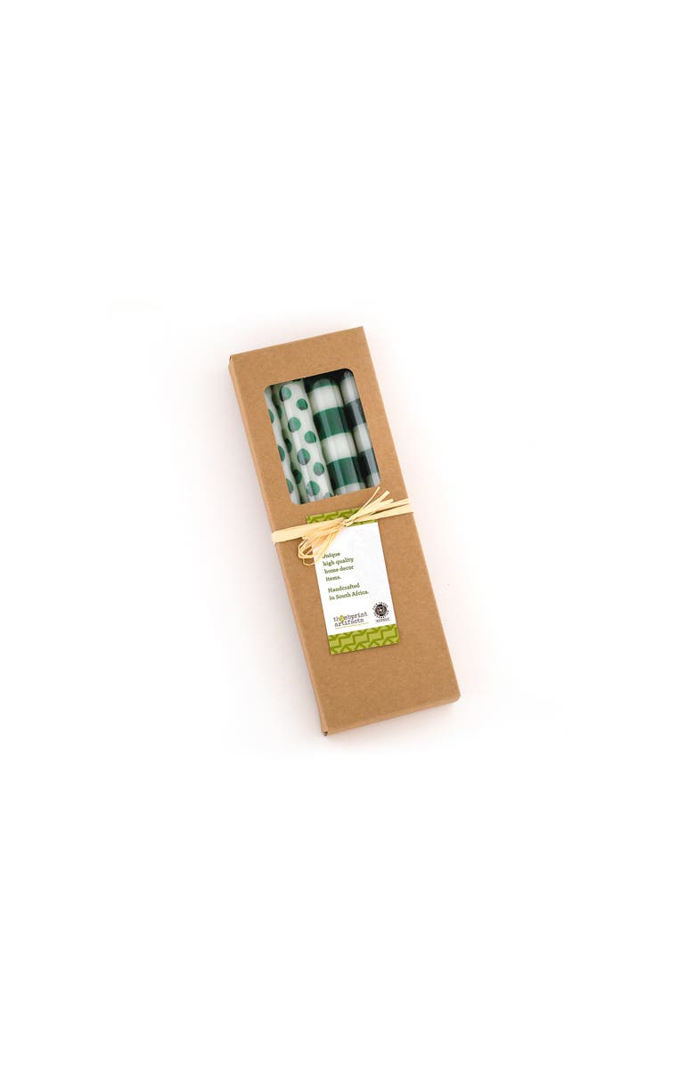 Thumbprint Artifacts Green Dots & Stripes Tapers - Gift Box of 4, Alternate, color, Green Dots