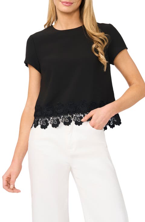 Issa Cap Sleeve Lace Hem Top