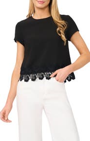 Ted Baker Issa Cap Sleeve Lace Hem Top