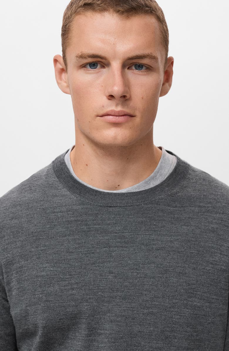 MANGO Crewneck Wool Sweater, Alternate, color, Medium Heather Grey