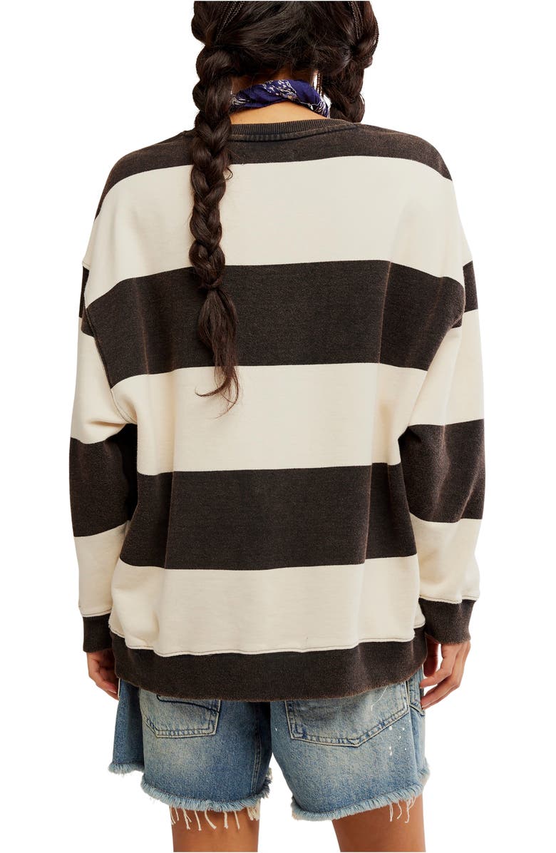 Free People Oversize Stripe Sweatshirt, Alternate, color, Black Combo
