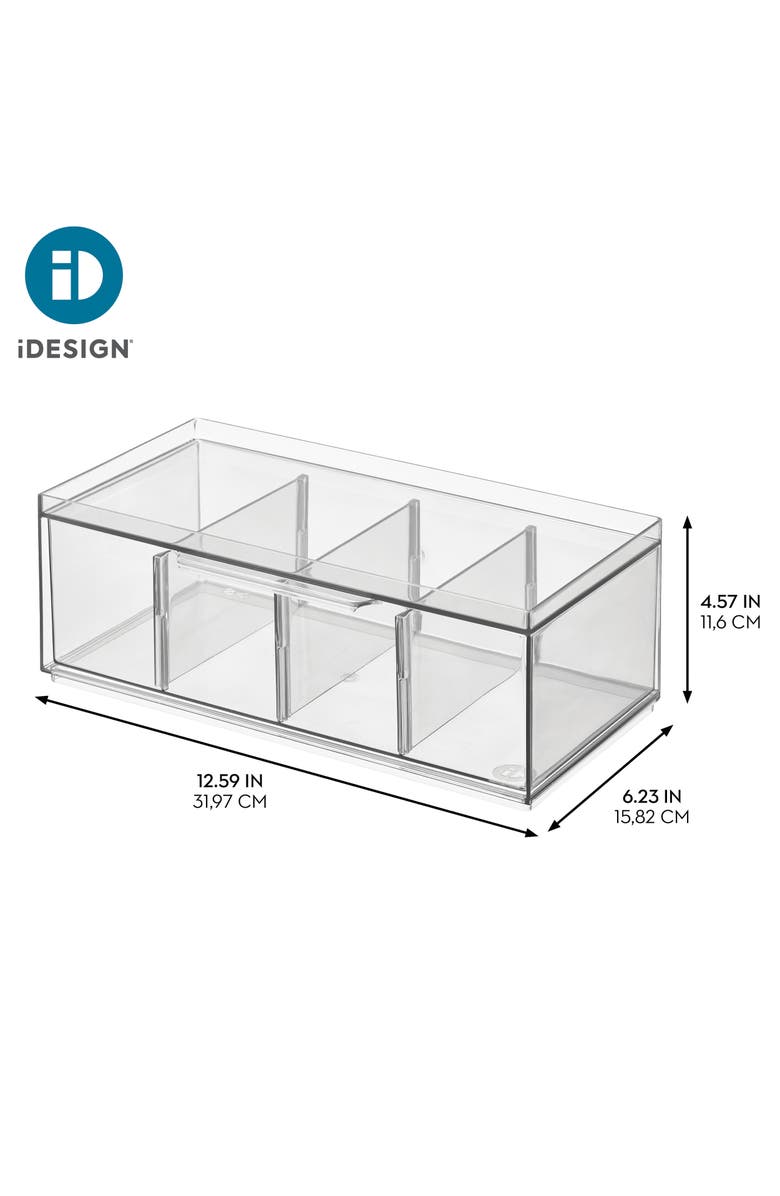 iDesign Set of 4 Stackable 4-Section Tea Storage Drawers - Clear, Alternate, color, Clear