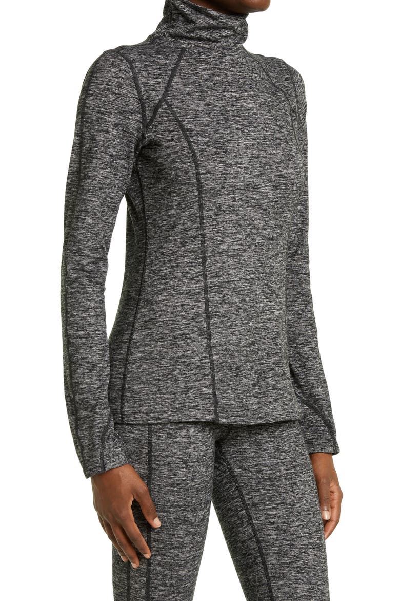 Cozy Space Dye Tech Turtleneck Training Top, Alternate, color, BLACK MELANGE