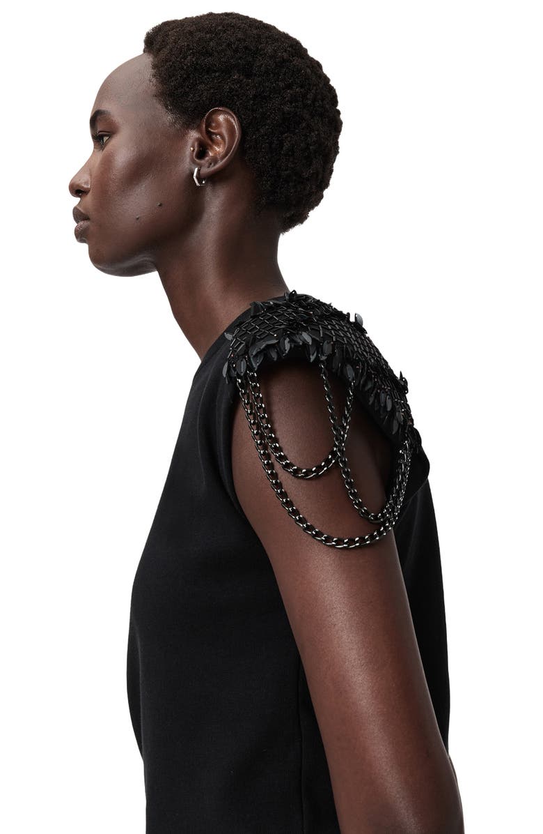 AllSaints Shona Beaded Sleeveless Top, Alternate, color, Black