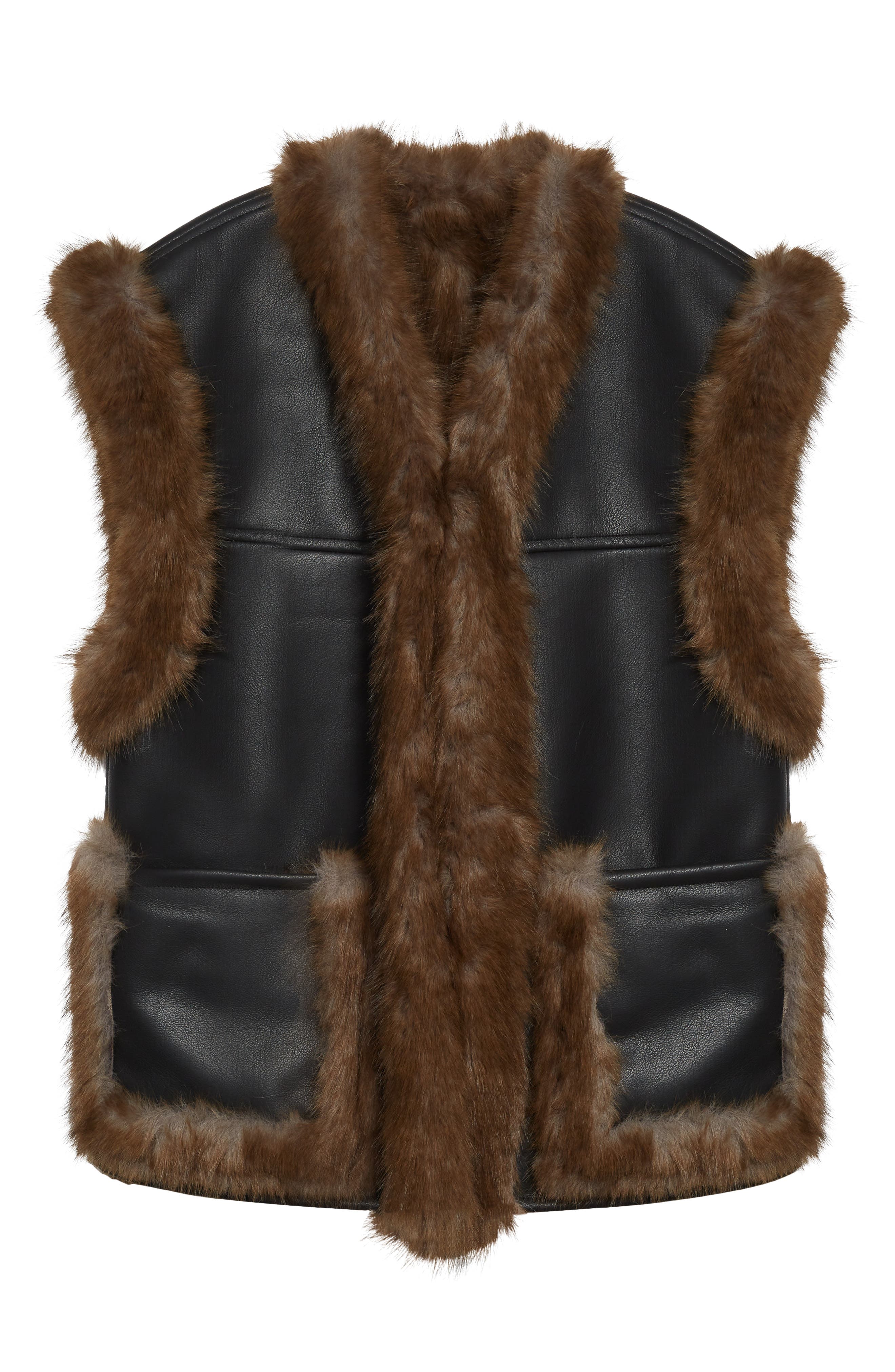 Stand Studio Cassia Reversible Faux Leather & Faur Fur Vest In Multi