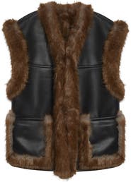 Stand Studio Cassia Reversible Faux Leather & Faur Fur Vest