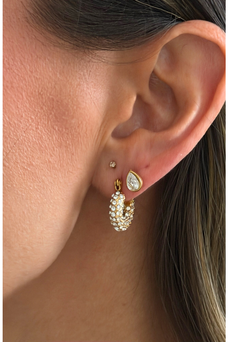 Noel Pavé Mini Hoops, Alternate, color, Gold