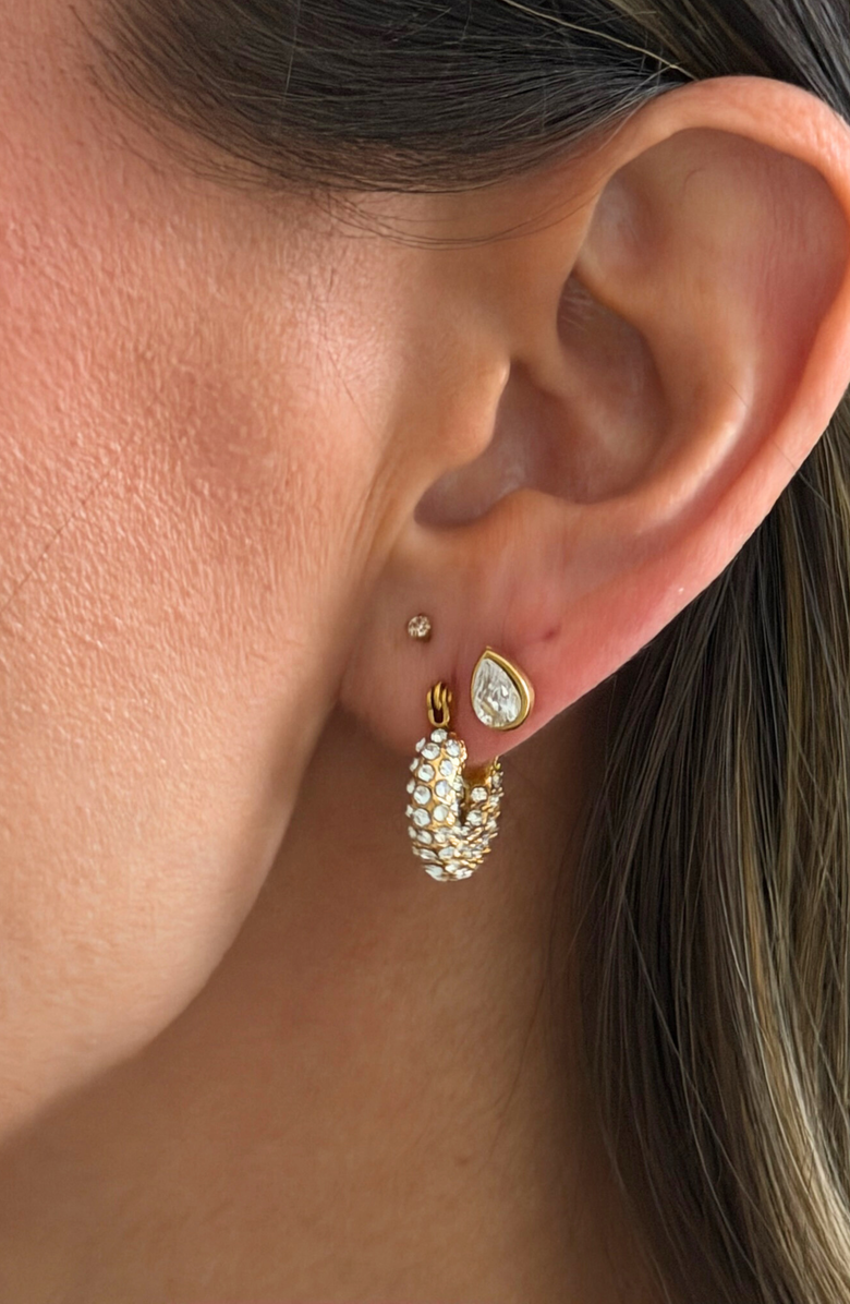 CUFFED Noel Pavé Mini Hoops, Alternate, color, Gold