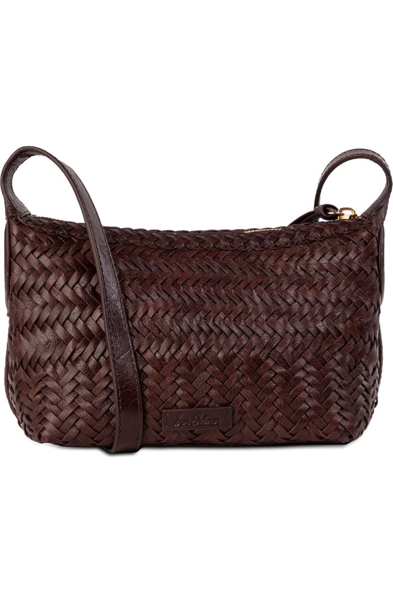 Sam Edelman Kasey Woven Leather Crossbody Bag, Alternate, color, Dark Brown