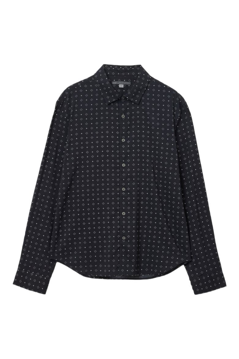 Luca Geometric Button-Up Shirt, Alternate, color, BLACK