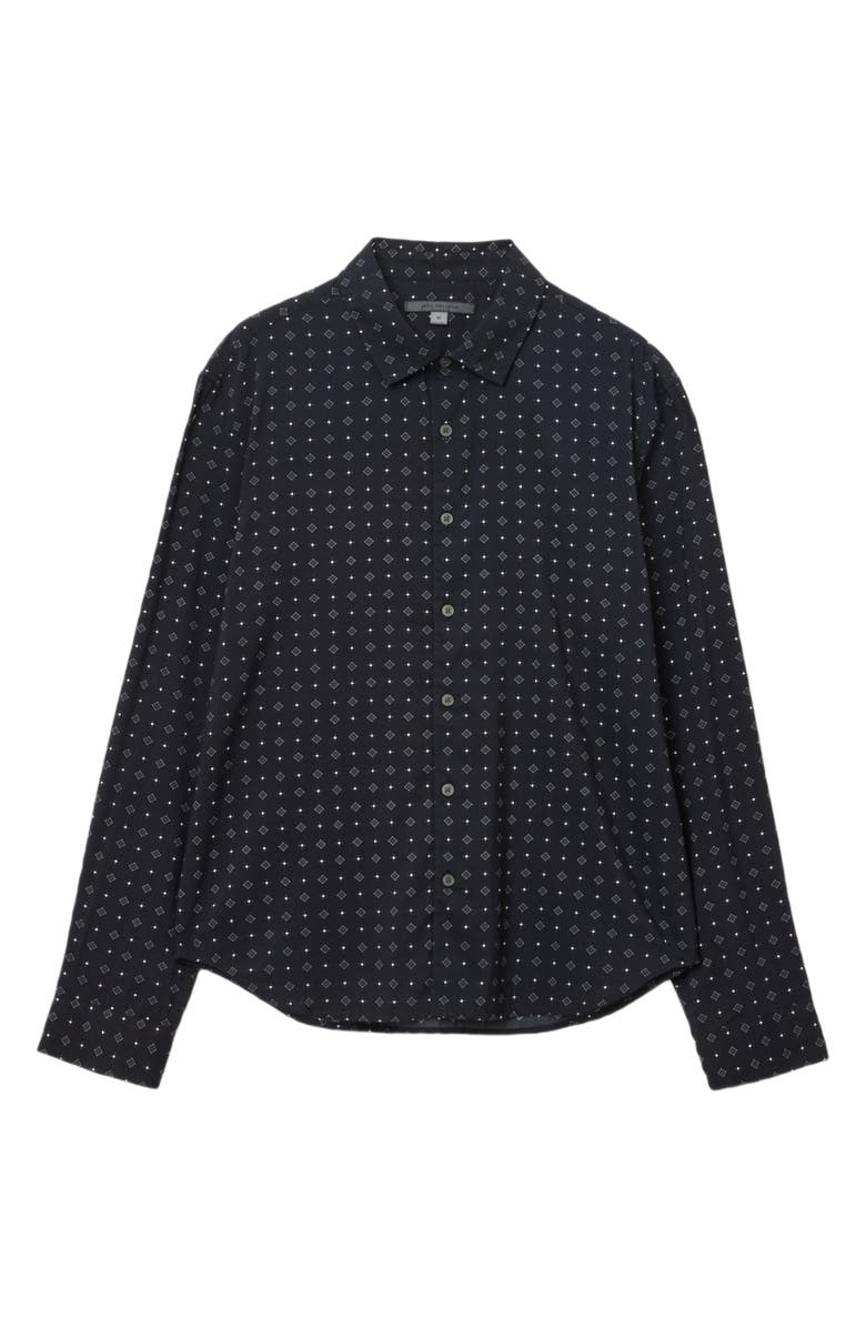 John Varvatos Luca Geometric Button-Up Shirt, Alternate, color, Black