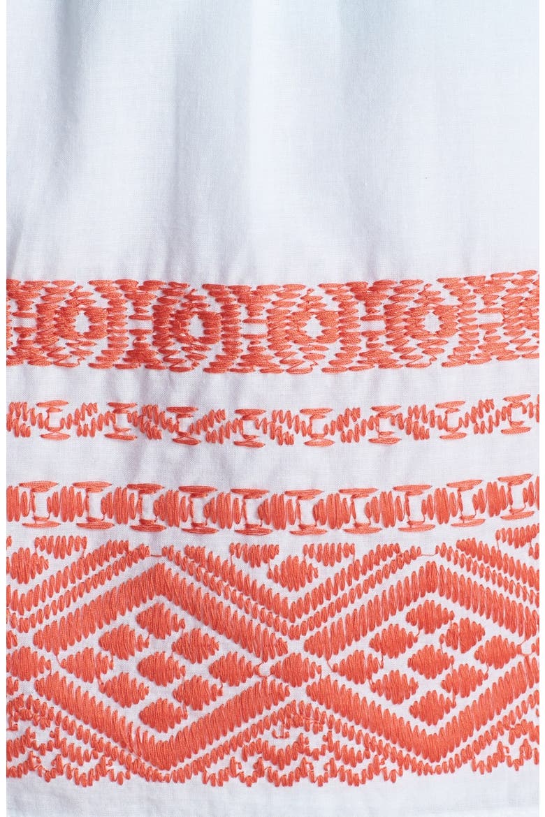 Embroidered Hem Cotton Skirt, Alternate, color, WHITE/ CORAL