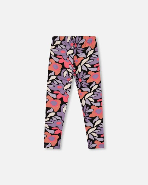 Deux Par Deux Stretch Jersey Leggings Retro Flower In Multi