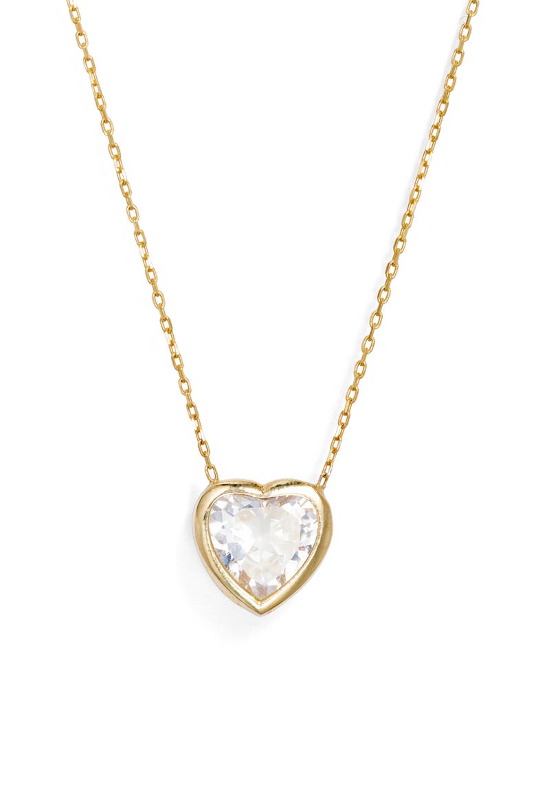 Heart Bezel Pendant Necklace, Main, color, GOLD/ WHITE