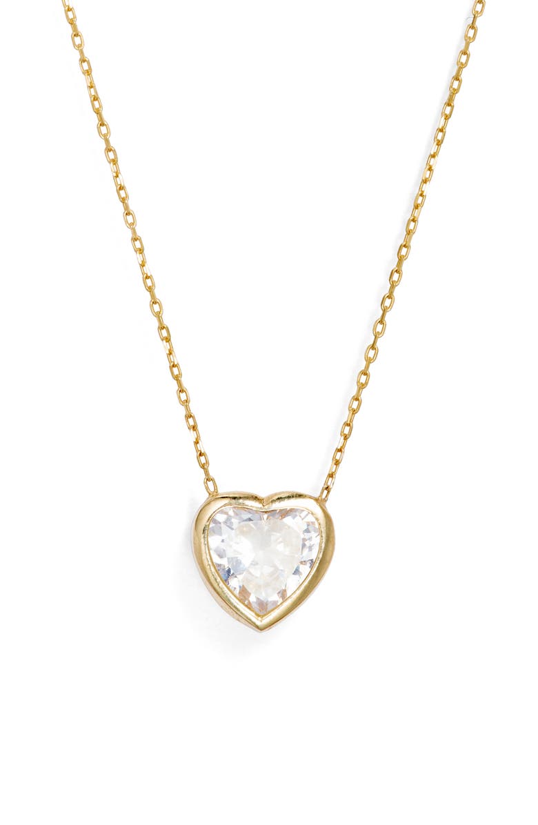 SHYMI Heart Bezel Pendant Necklace, Main, color, Gold/ White