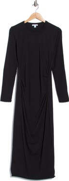 James Perse Ruched Long Sleeve Jersey Dress