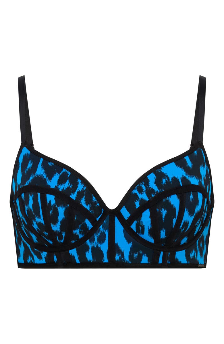 SAVAGE X FENTY City Kitty Unlined Longline Demi Bra, Alternate, color, Blue Euphoria Vintage