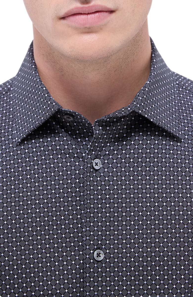 Bugatchi James OoohCotton<sup>®</sup> Diamond Check Button-Up Shirt, Alternate, color, Black