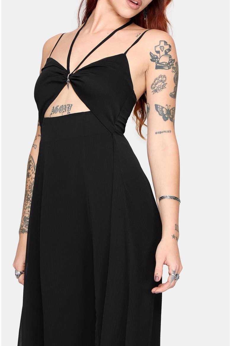 Calla Keyhole Halterneck Midi Dress, Alternate, color, Black