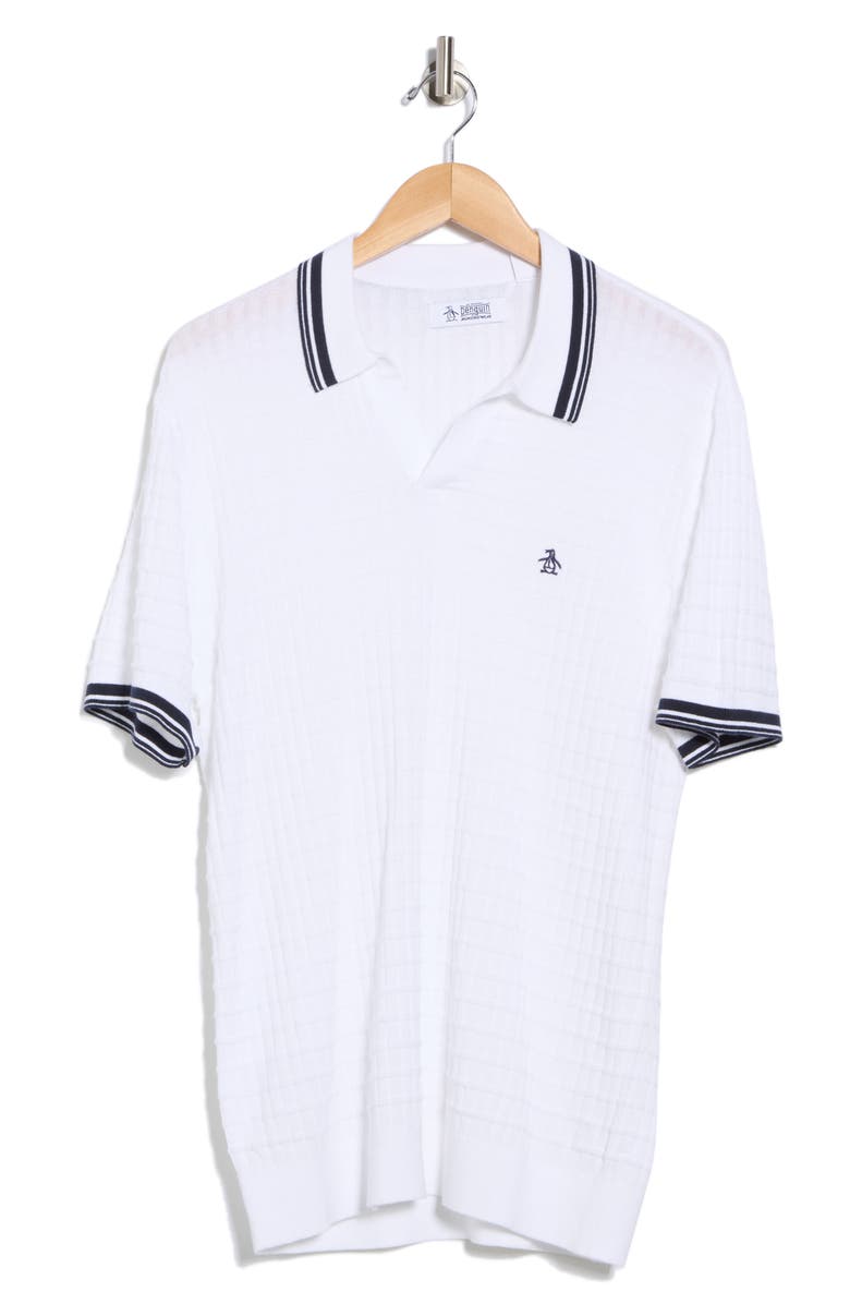 Original Penguin Cotton Grid Knit Polo, Alternate, color, Bright White