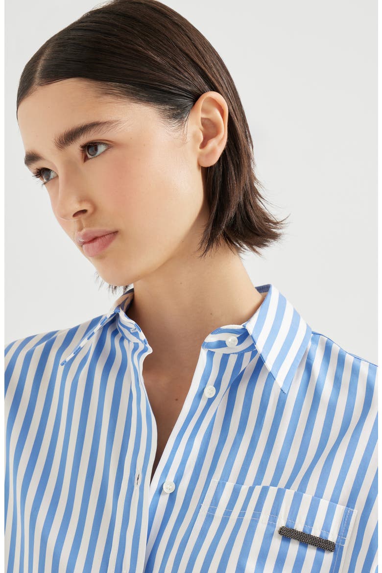 Striped poplin shirt, Alternate, color, Azure
