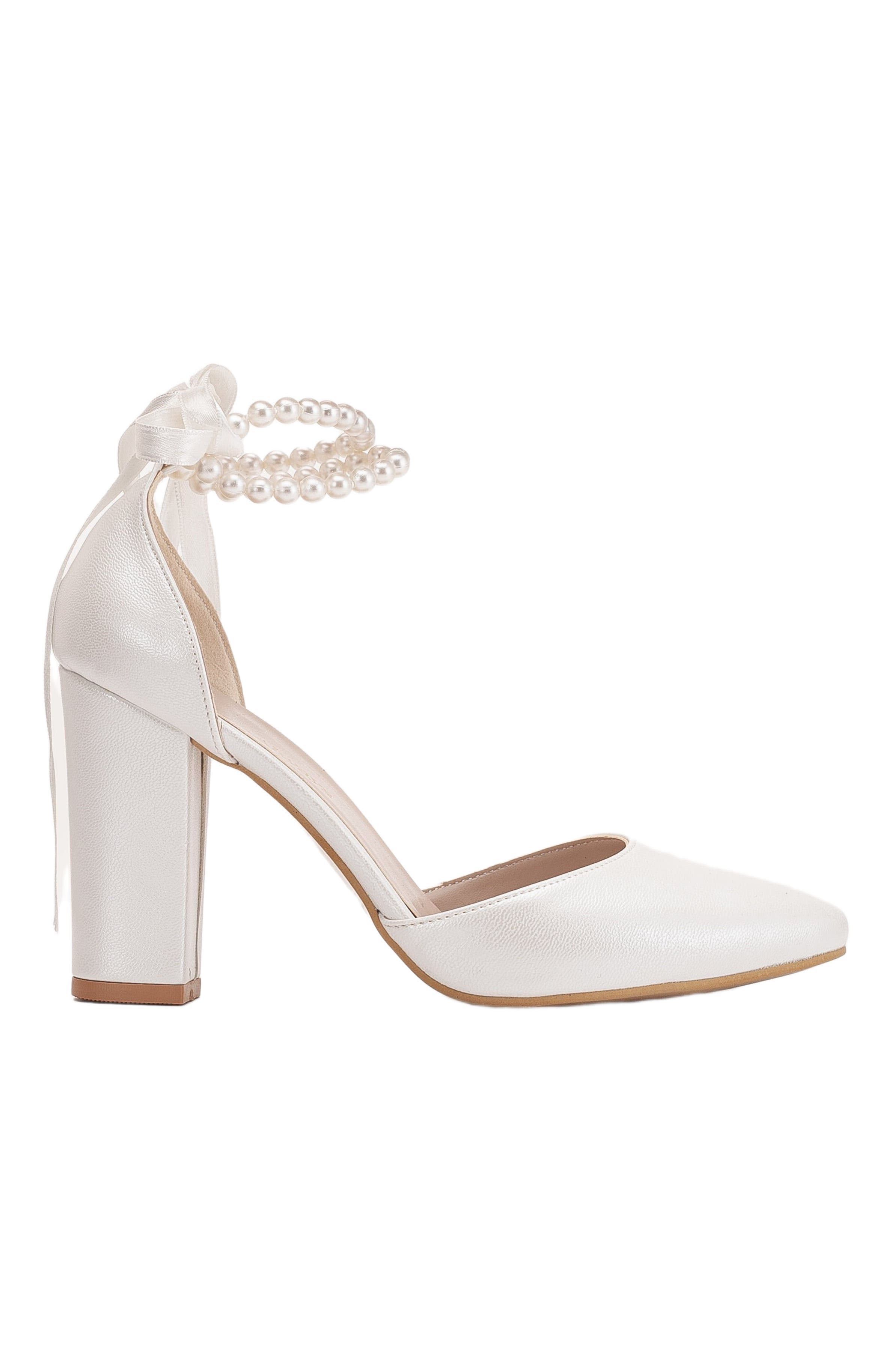 Denise Wedding Heels with Pearls, Alternate, color, Ivory Faux Leather