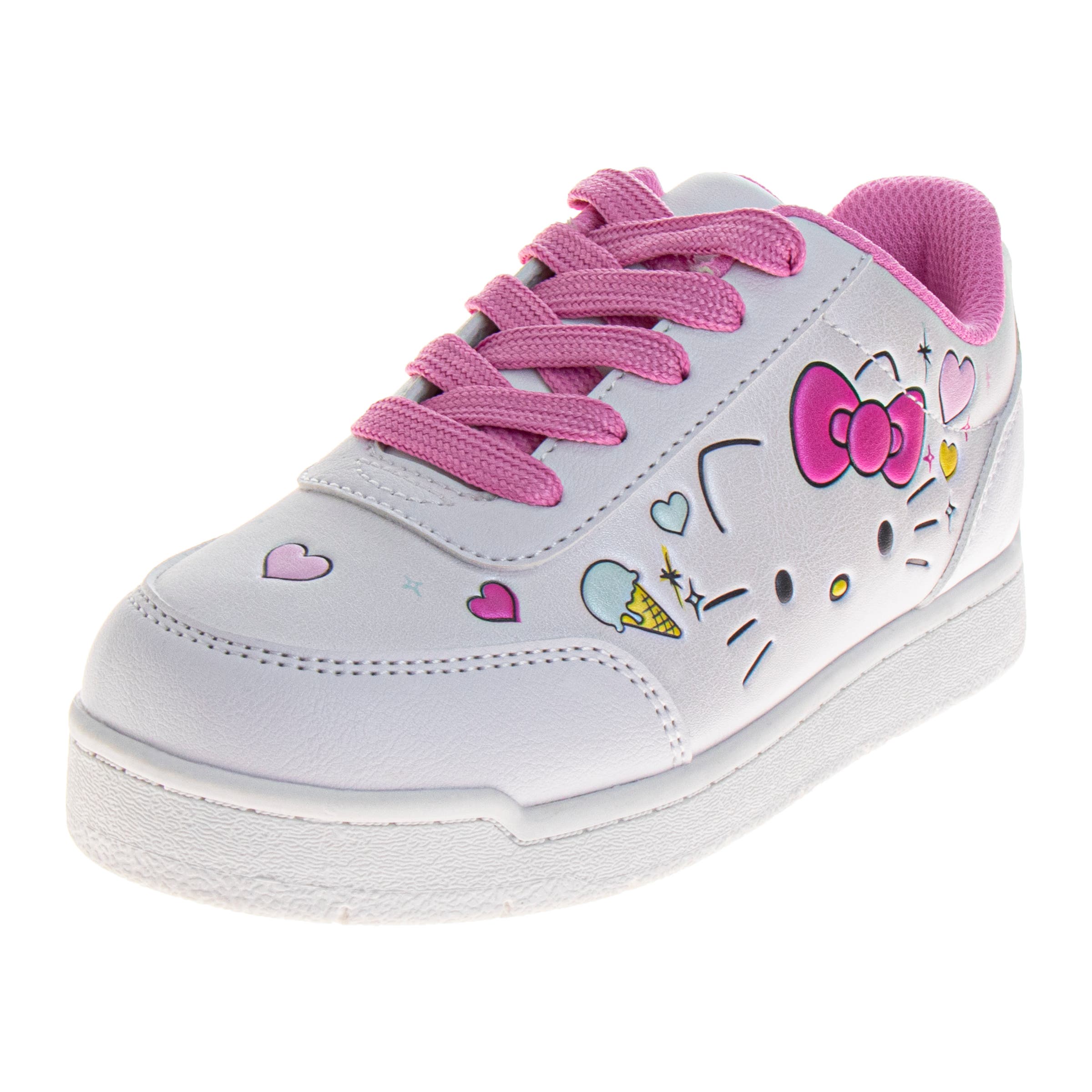Hello Kitty Sanrio Hello Kitty Sneakers for Girls  Colorful Official Casual Comfort Shoes, Main, color, White Pink