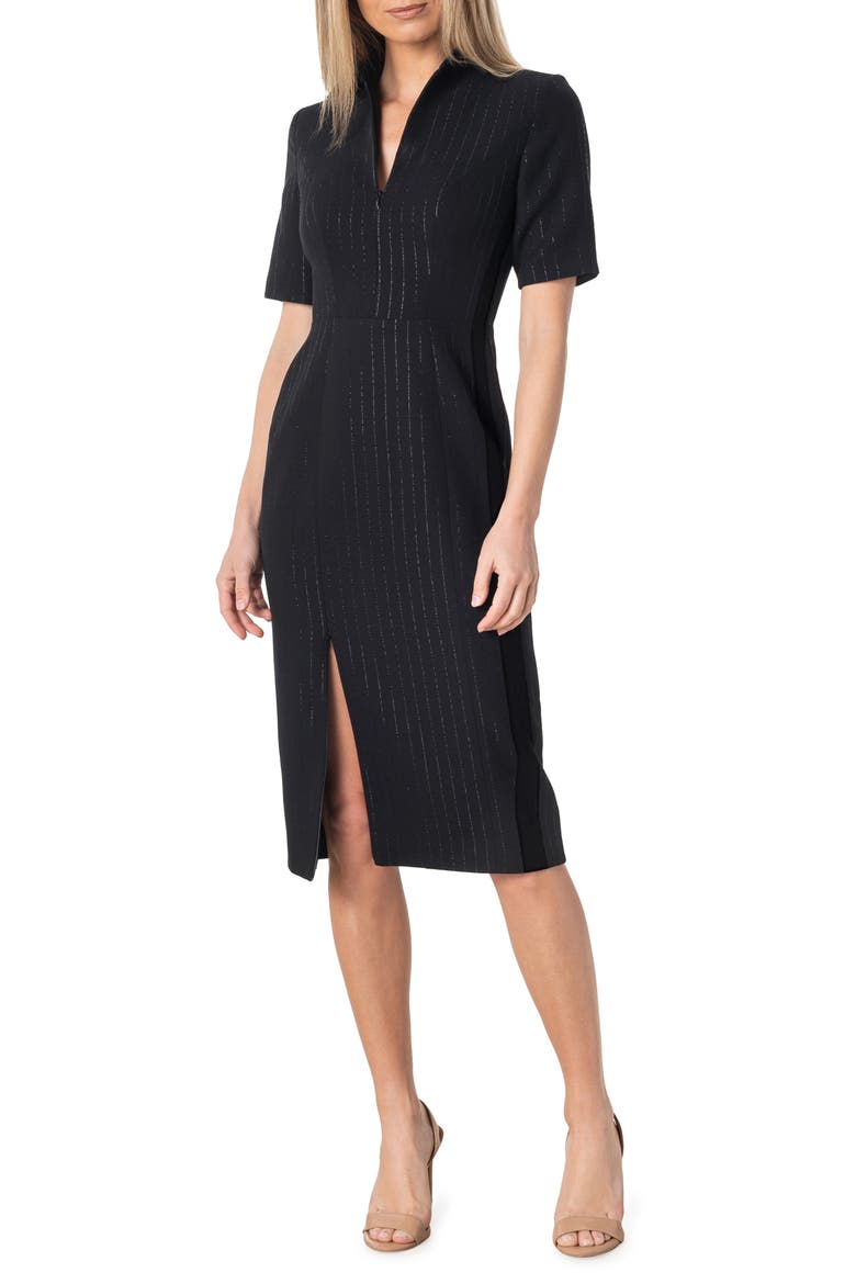 Gloria Front Zip Sheath Dress, Main, color, BLACK MULTI