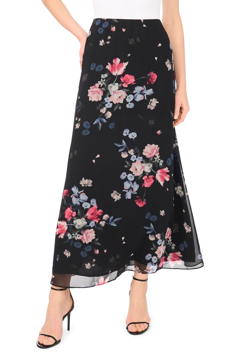 Floral Maxi Skirt, Main, color, RICH BLACK