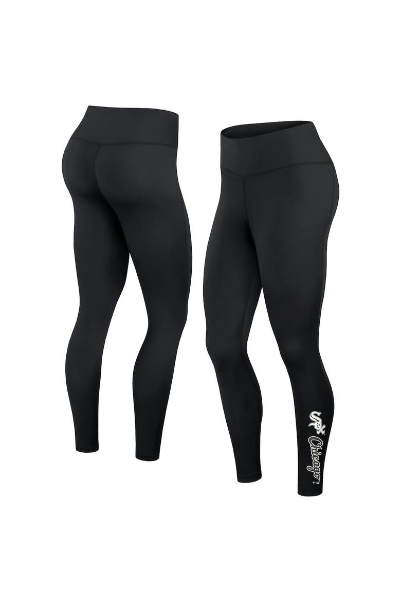 Women's Fanatics Branded Black Chicago White Sox Wordmark Stack Leggings, Alternate, color, Black