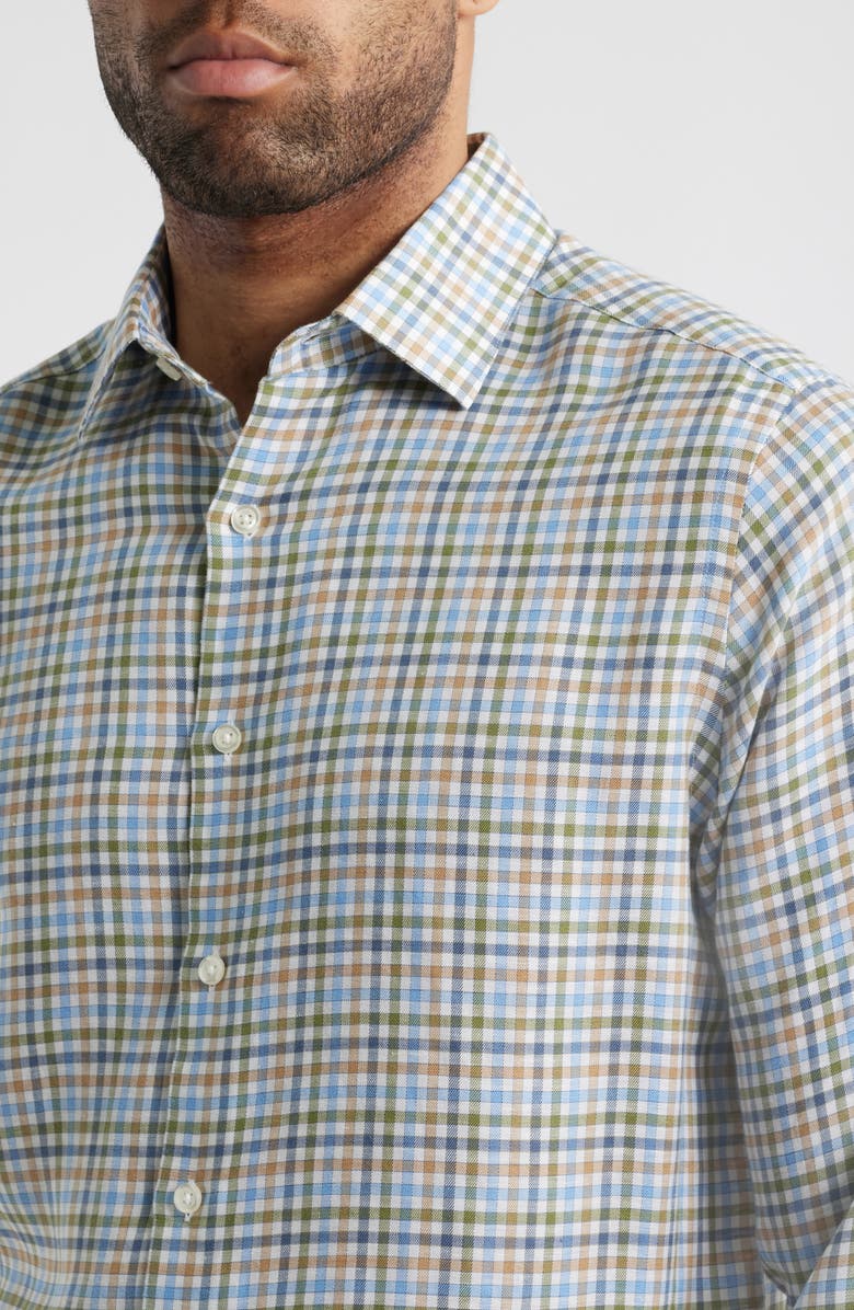Scott Barber Coastal Regular Fit Plaid Linen & Lyocell Button-Down Shirt, Alternate, color, Sage