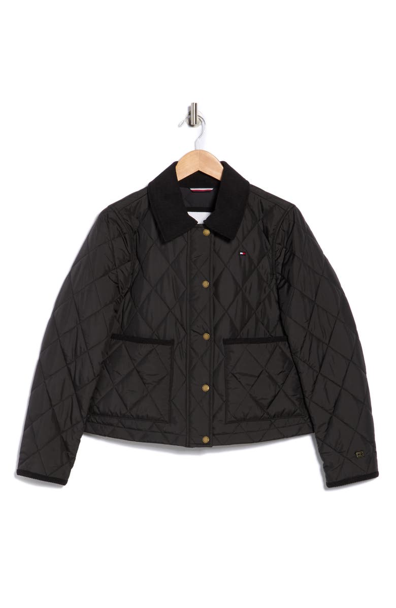 Tommy Hilfiger Snap Front Diamond Quilted Jacket, Alternate, color, Black