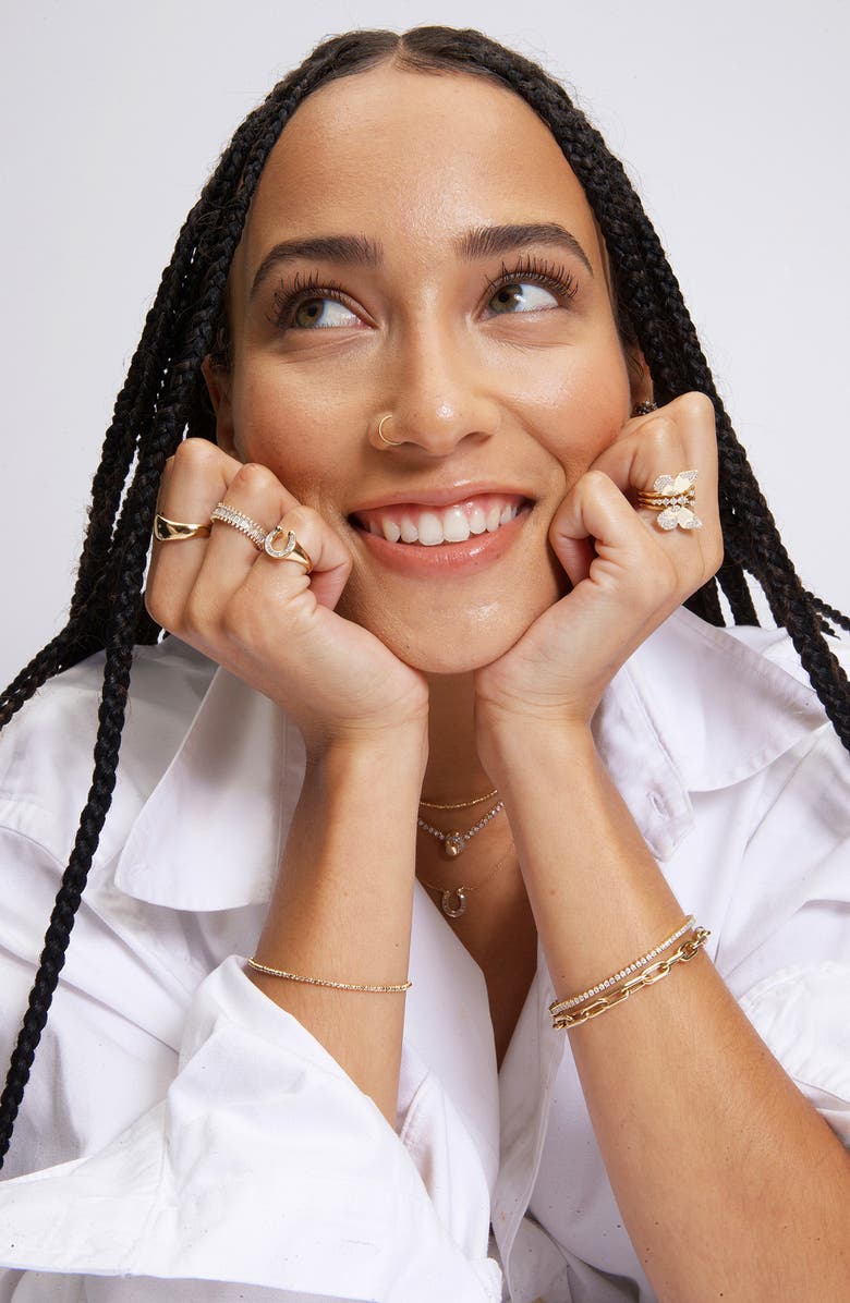 Adina Reyter Baguette Diamond Horseshoe Signet Ring, Alternate, color, Yellow Gold