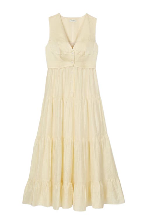 Sandro Womens V-neck Pleated-skirt Woven Maxi Dress Naturels In Light Yellow