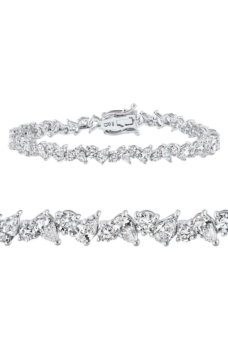 Bliss Diamond 8Ct Pear & Round Diamond Tennis Bracelet 14k Gold 7" Lab Grown, Main, color, 